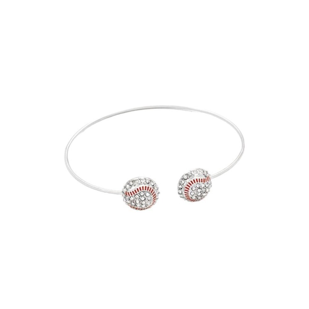 Crystal Enamel Baseball Ball Tip Cuff Bracelet
